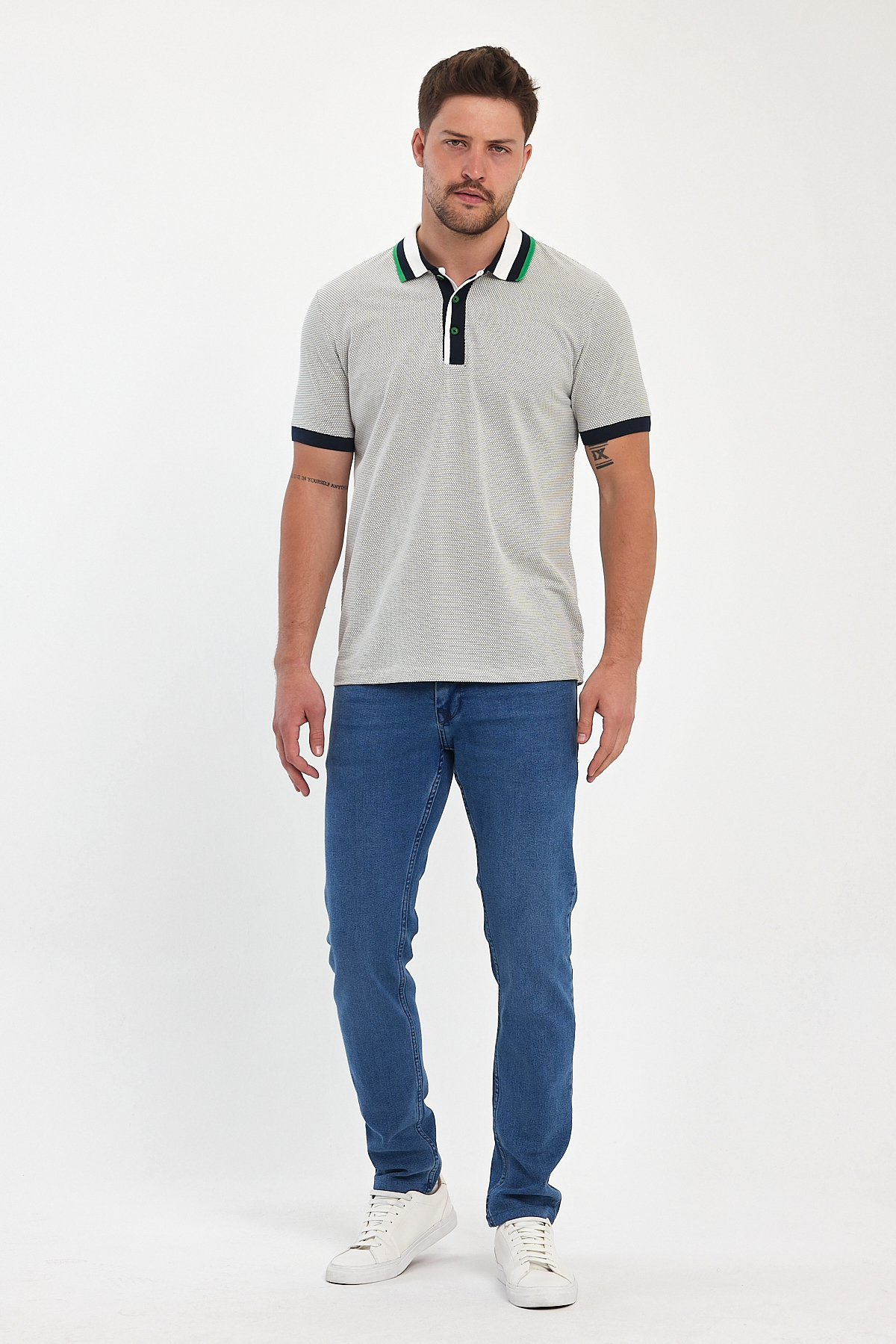 Футболка поло с принтом Trend Collection 39720 белый + принт (BEYAZ) - Фото 