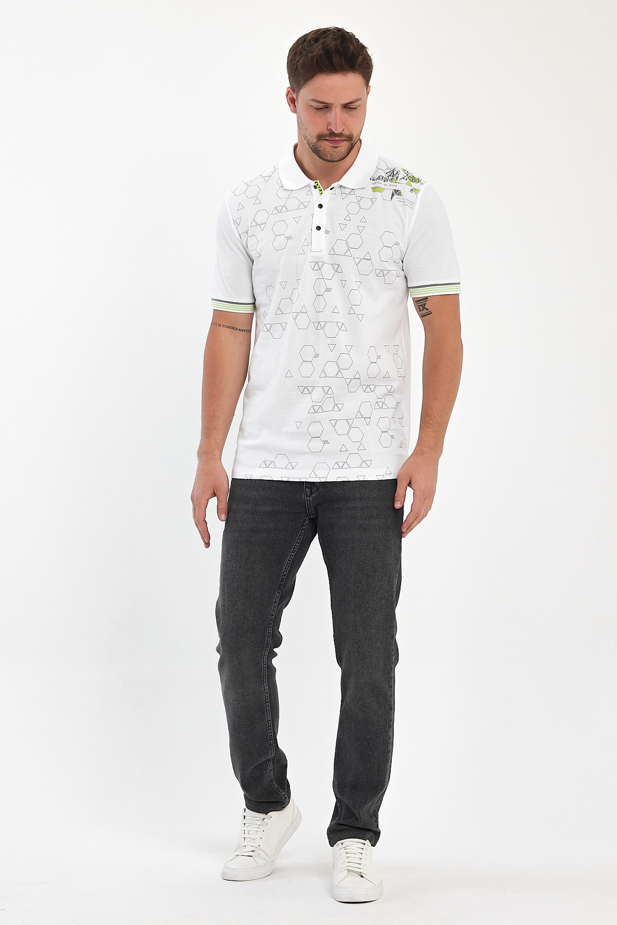 Футболка поло с принтом Trend Collection 39701 белый + принт (BEYAZ) - Фото 
