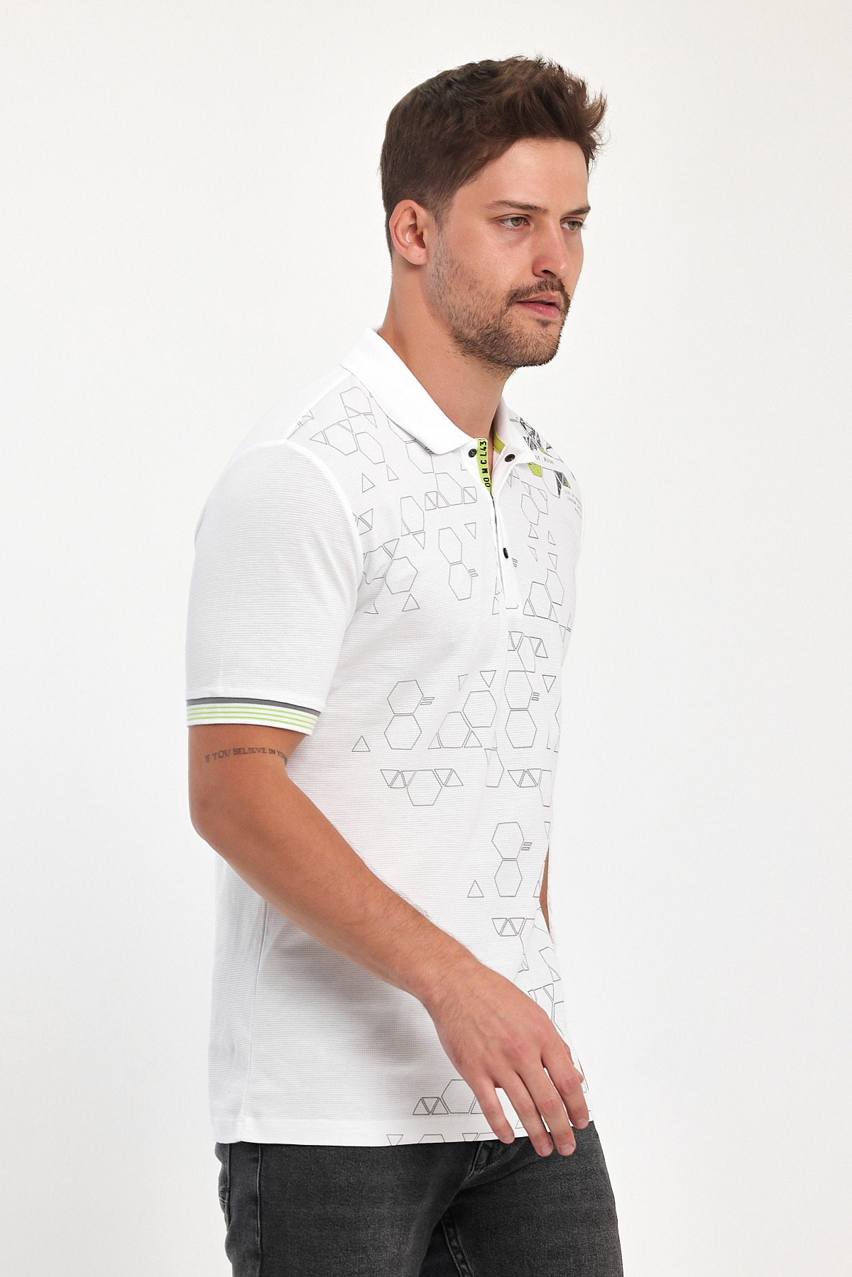 Футболка поло с принтом Trend Collection 39701 белый + принт (BEYAZ) - Фото 1