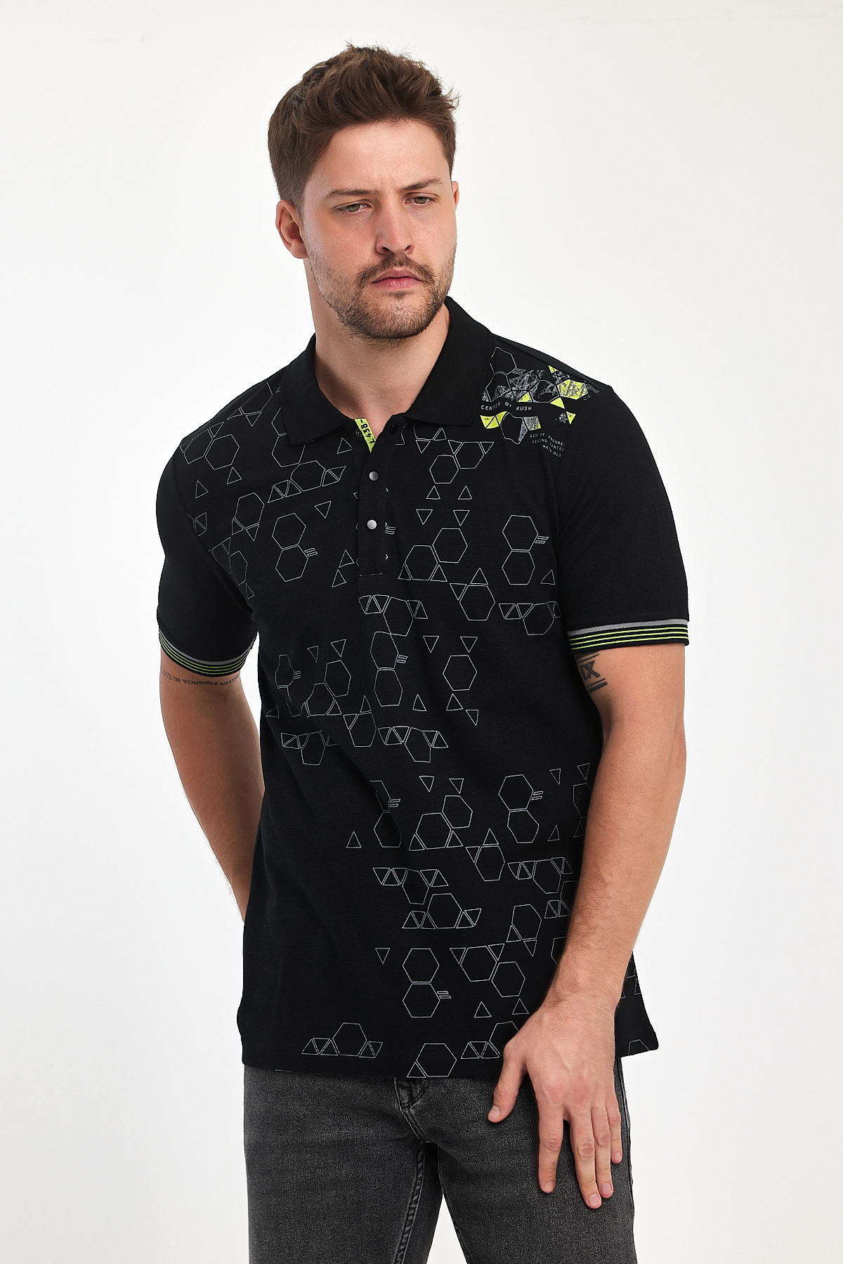 Футболка поло с принтом Trend Collection 39701 черный+принт (SIYAH) - Фото 2