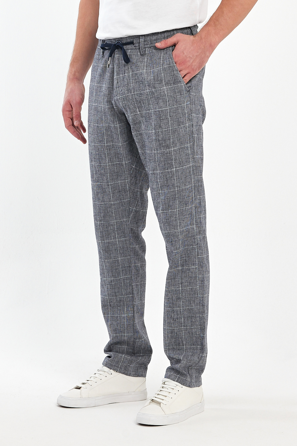 Штаны comfort fit Trend Collection 3422 серый + белый (ZALENO 01) - Фото 5