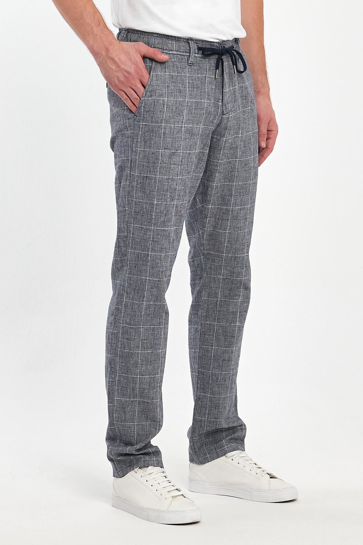 Штаны comfort fit Trend Collection 3422 серый + белый (ZALENO 01) - Фото 6