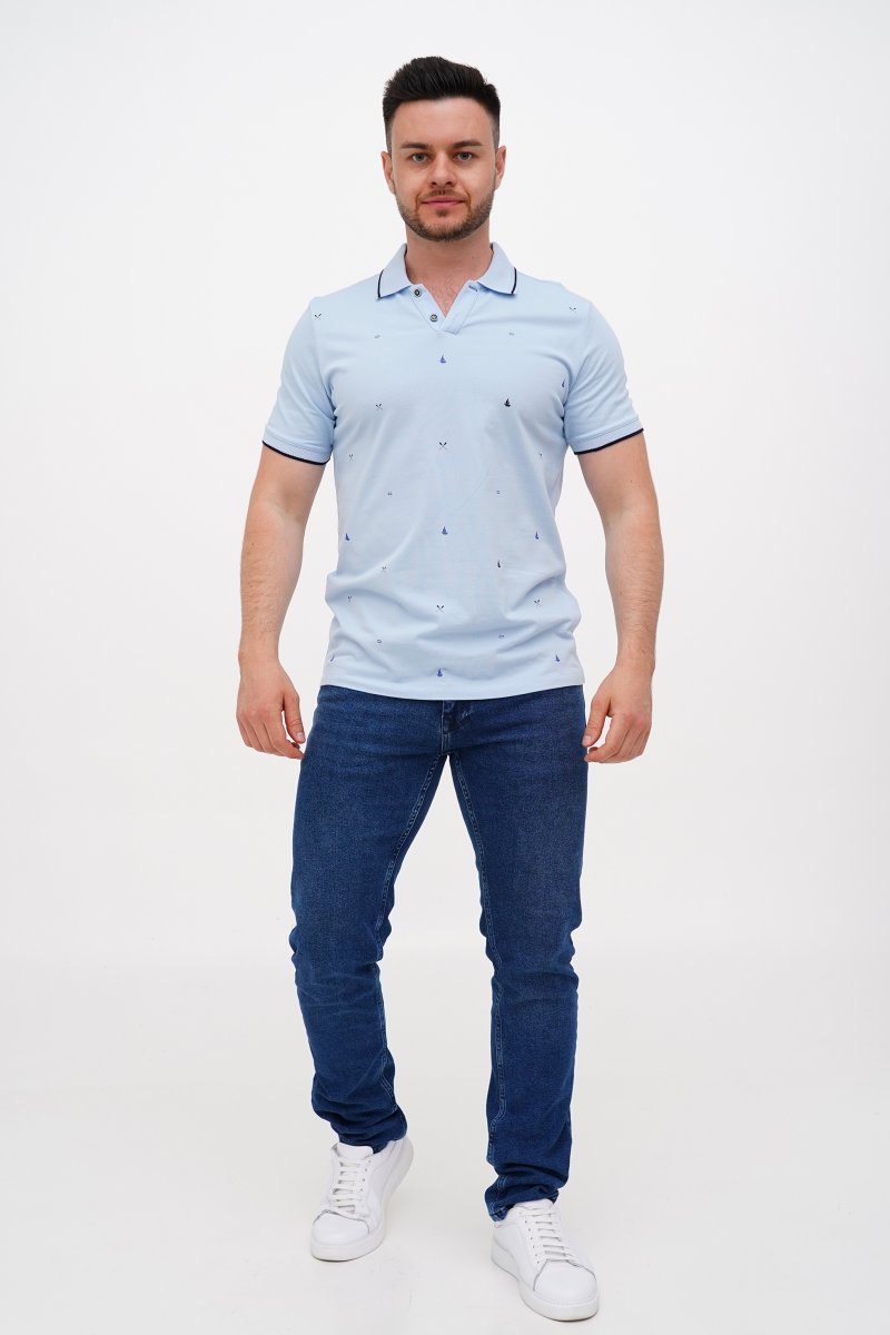 Футболка поло с принтом Trend Collection 39527 голубой (SABAH MAVI) - Фото 
