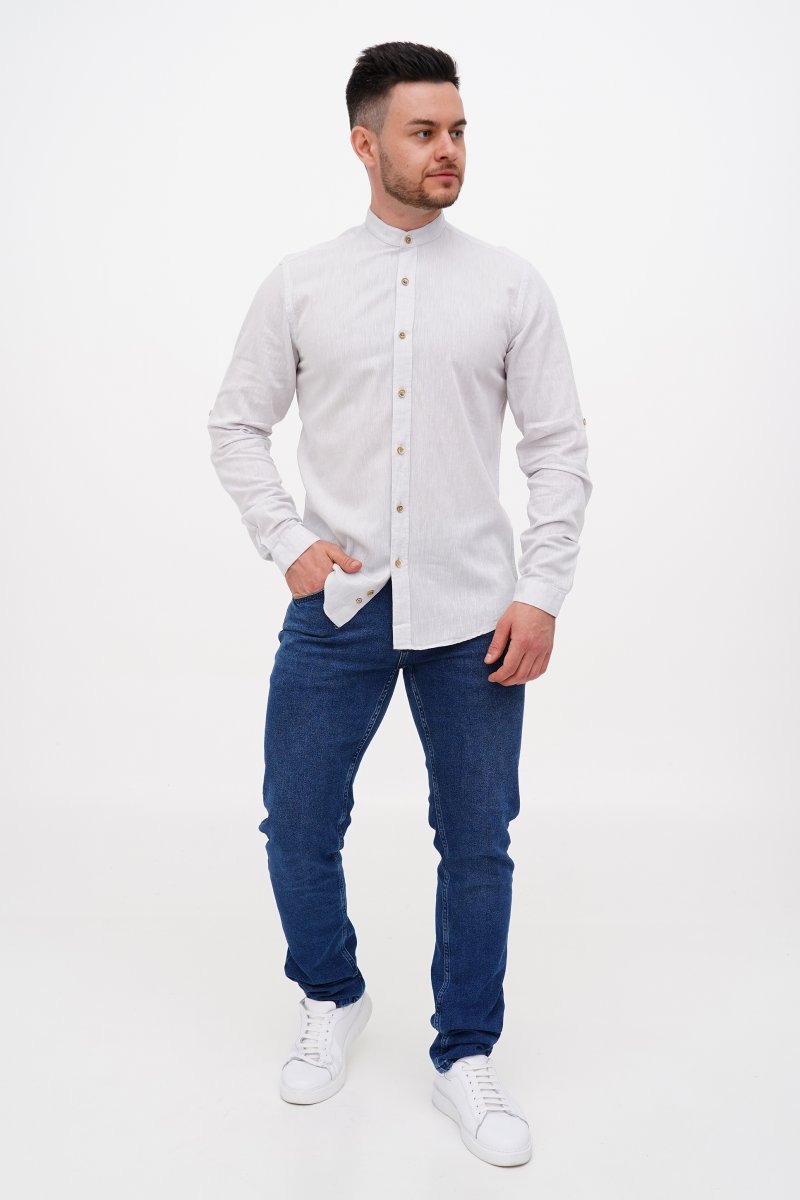 Сорочка льон стійка Trend Collection U02-152 Світло-сірий - Фото 1