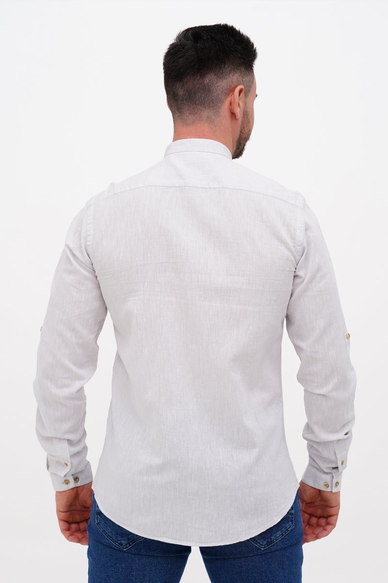 Сорочка льон стійка Trend Collection U02-152 Світло-сірий - Фото 3