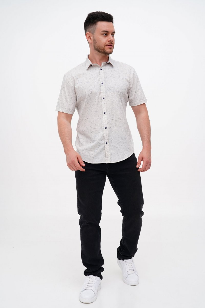 Рубашка с принтом Trend Collection BAT 21455 бежевый+принт (V03) - Фото 