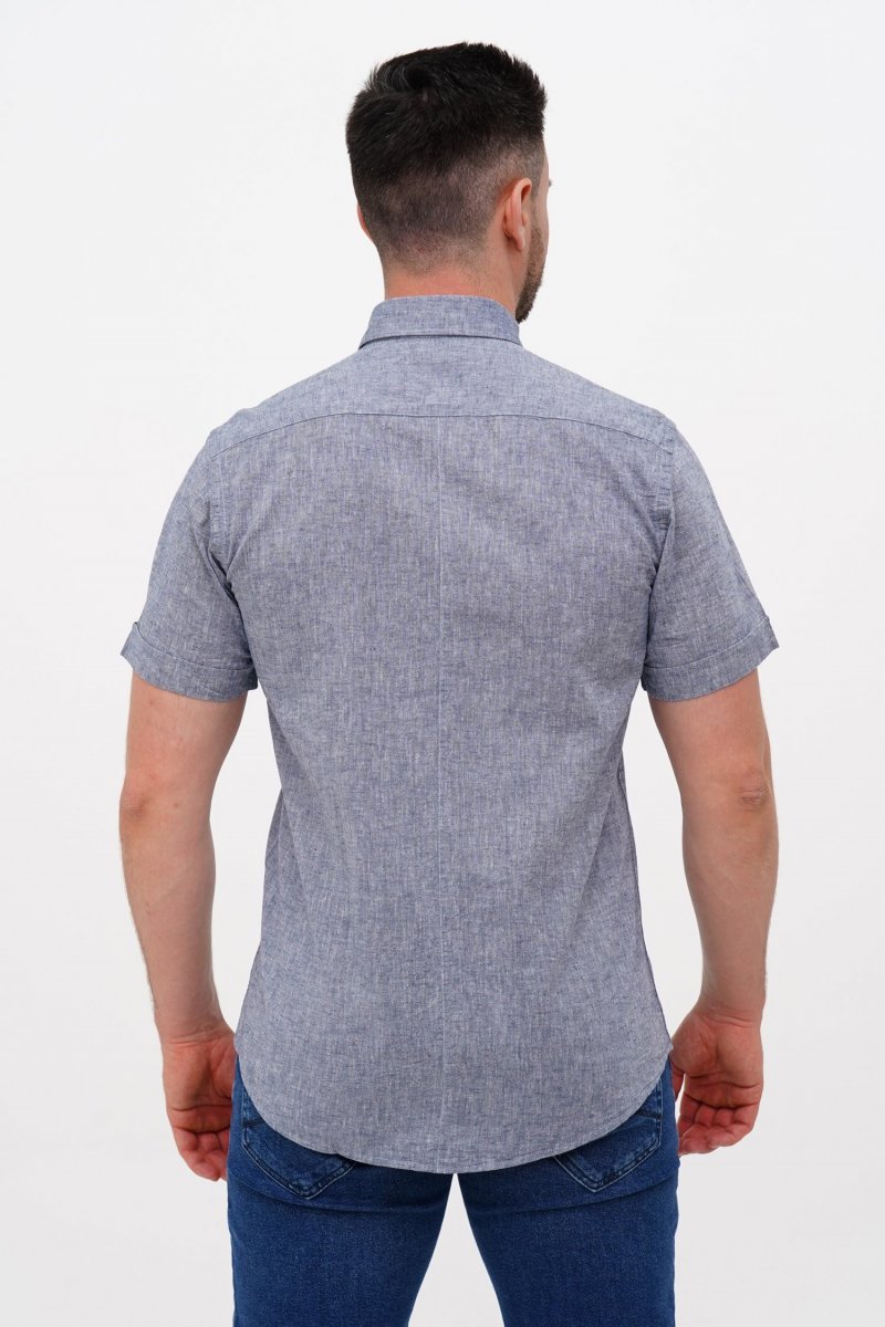 Рубашка-К. Р. лен Trend Collection BAT K11-151 сине-серый - Фото 1