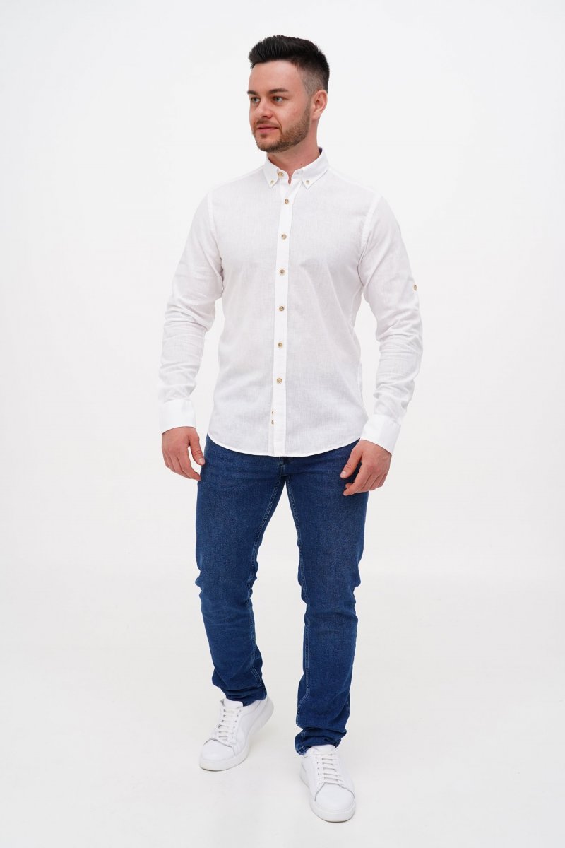 Рубашка лен Trend Collection BAT U11-153 Белый - Фото 