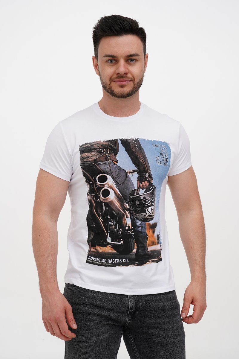 Футболка с принтом Trend Collection 2635 белый + принт (BEYAZ) - Фото 4