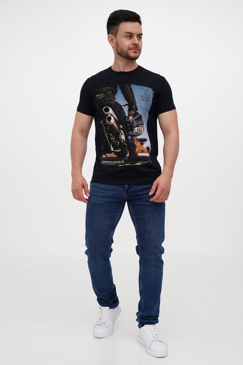 Футболка с принтом Trend Collection 2635 Темно-синий + принт (LACIVERT) - Фото 1