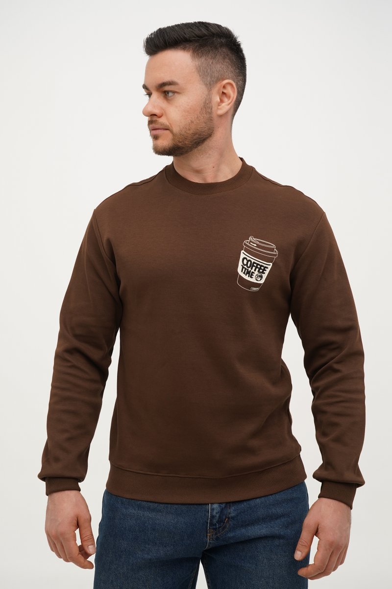 Cвитшот с принтом Trend Collection 2831 коричневый (BROWN) - Фото 1