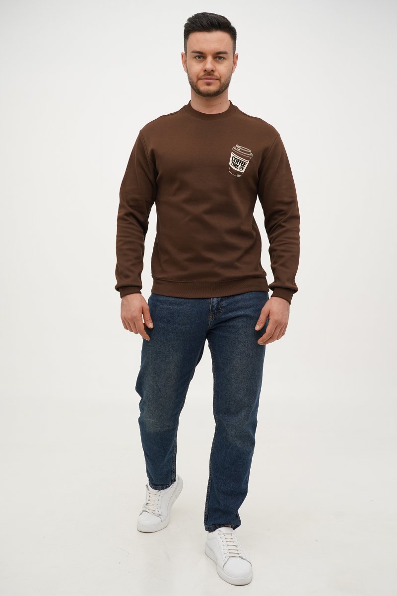 Cвитшот с принтом Trend Collection 2831 коричневый (BROWN) - Фото 