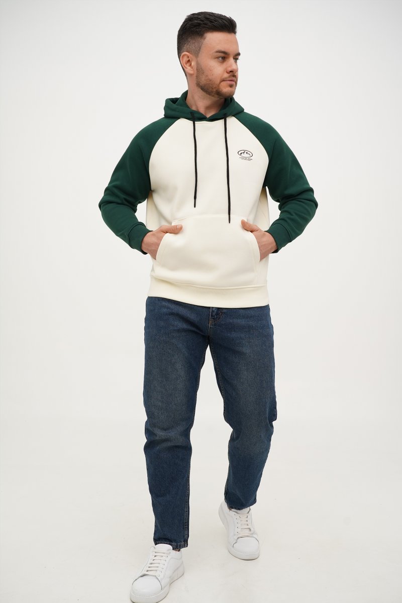 Xуди с принтом флис Trend Collection 61636 белый+зеленый (WHITE/GREEN) - Фото 