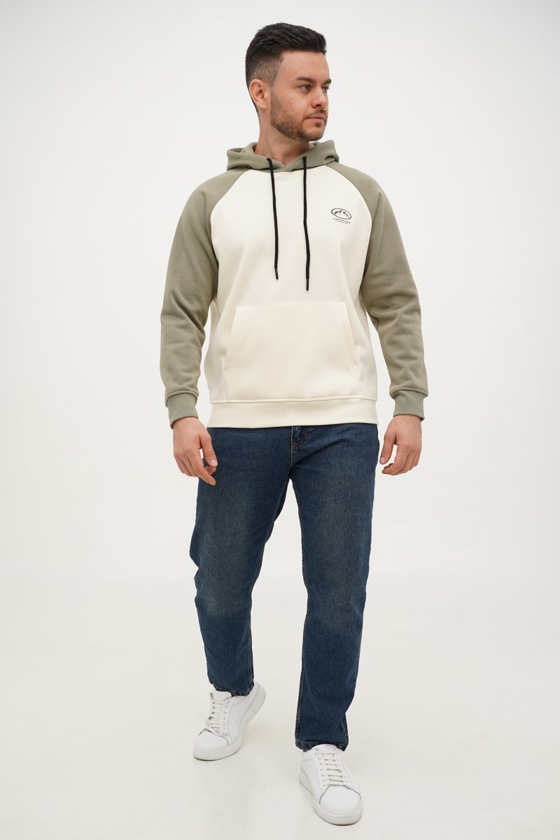 Худі з принтом фліс Trend Collection 61636 Білий+оливковий (WHITE/OLIVE) - Фото 2