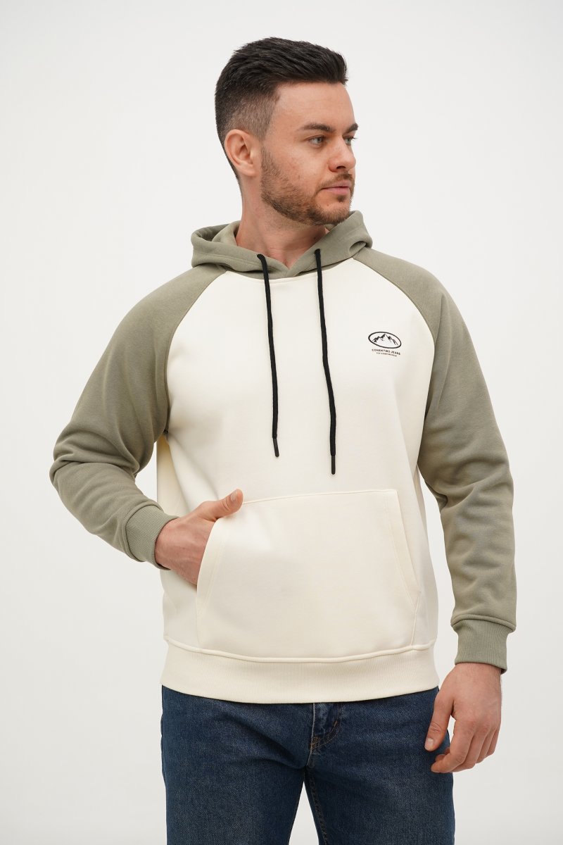 Худі з принтом фліс Trend Collection 61636 Білий+оливковий (WHITE/OLIVE) - Фото 3
