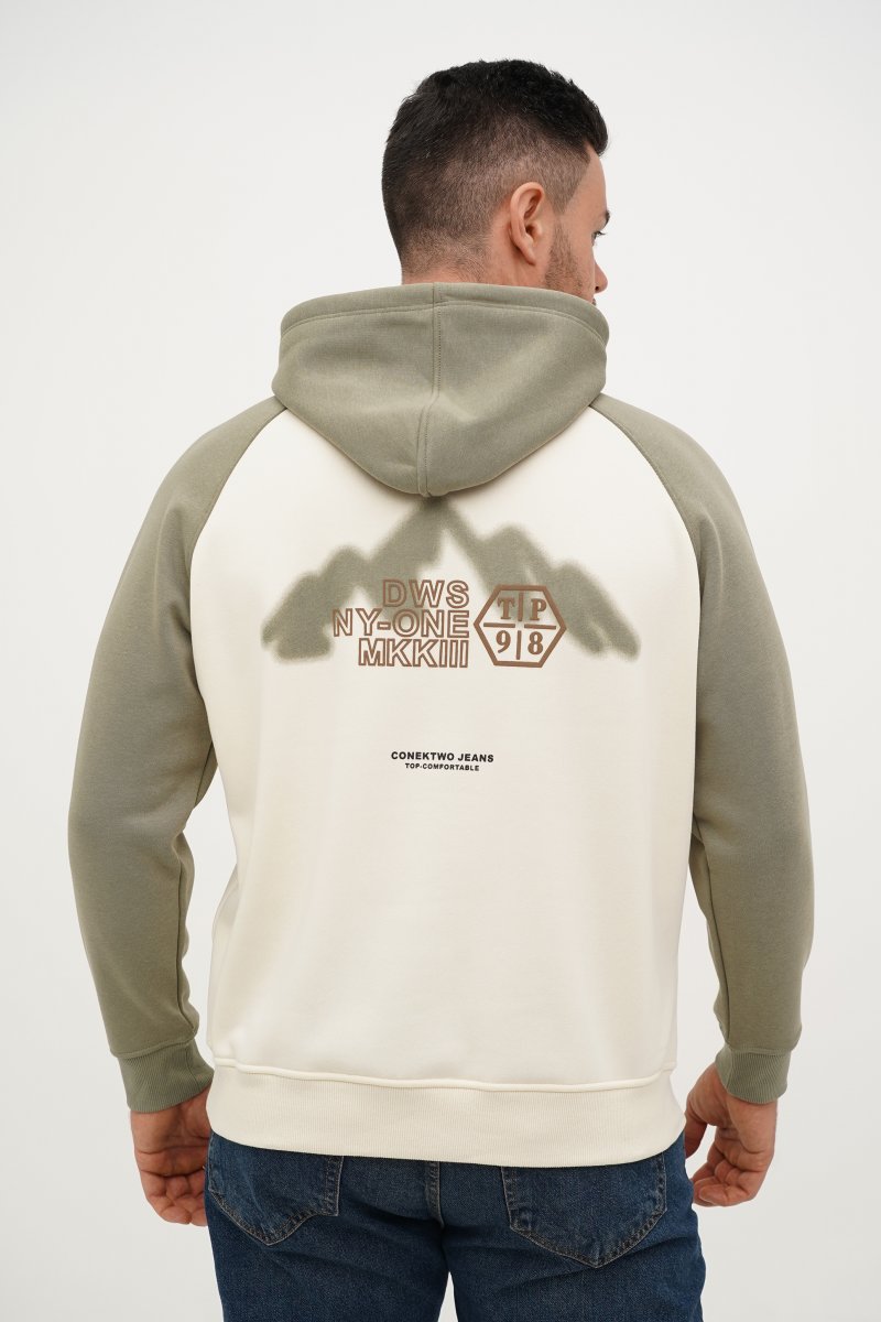 Худі з принтом фліс Trend Collection 61636 Білий+оливковий (WHITE/OLIVE) - Фото 4