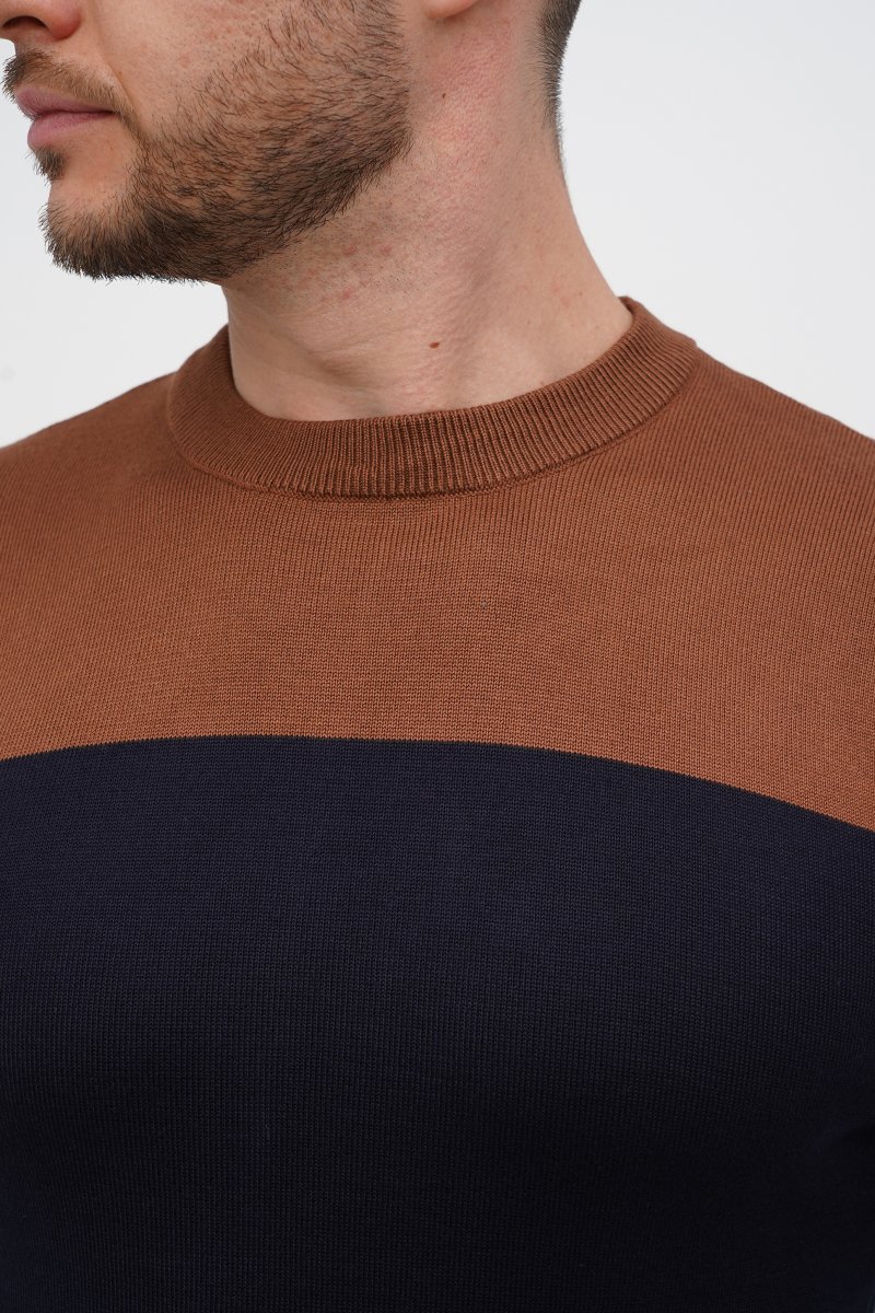 Свитер Trend Collection 007 синий+коричневый (col.963+155) - Фото 4