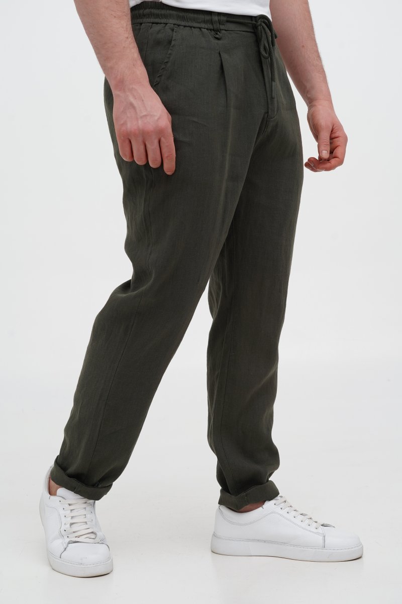 Брюки лен Trend Collection 1017 хаки (GREEN) - Фото 3