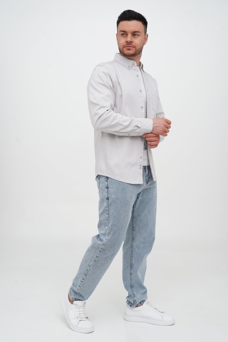 Сорочка джинсова однотонна Trend Collection 18379-1 Cвітло-сірий (GRI) - Фото 
