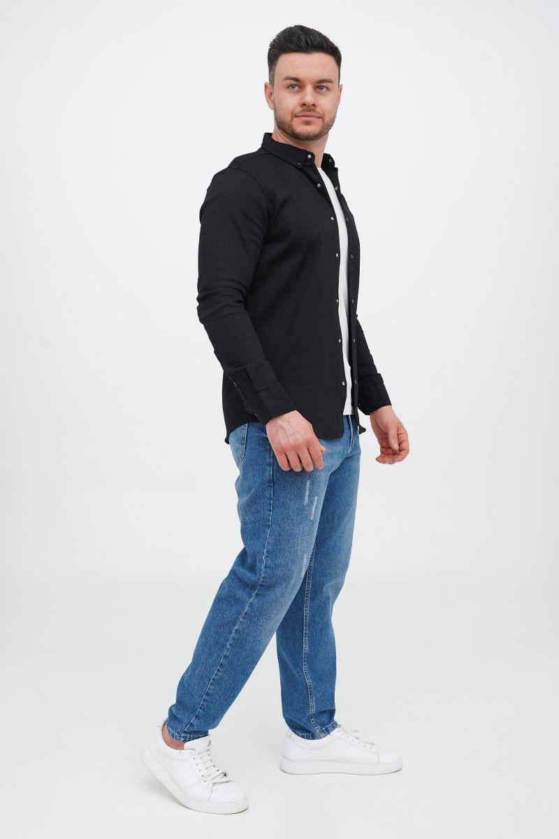 Джинсова сорочка Trend Collection 18306 Чорний (SIYAH) - Фото 1