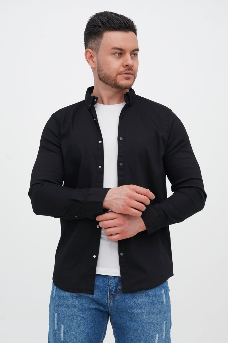 Джинсова сорочка Trend Collection 18306 Чорний (SIYAH) - Фото 3