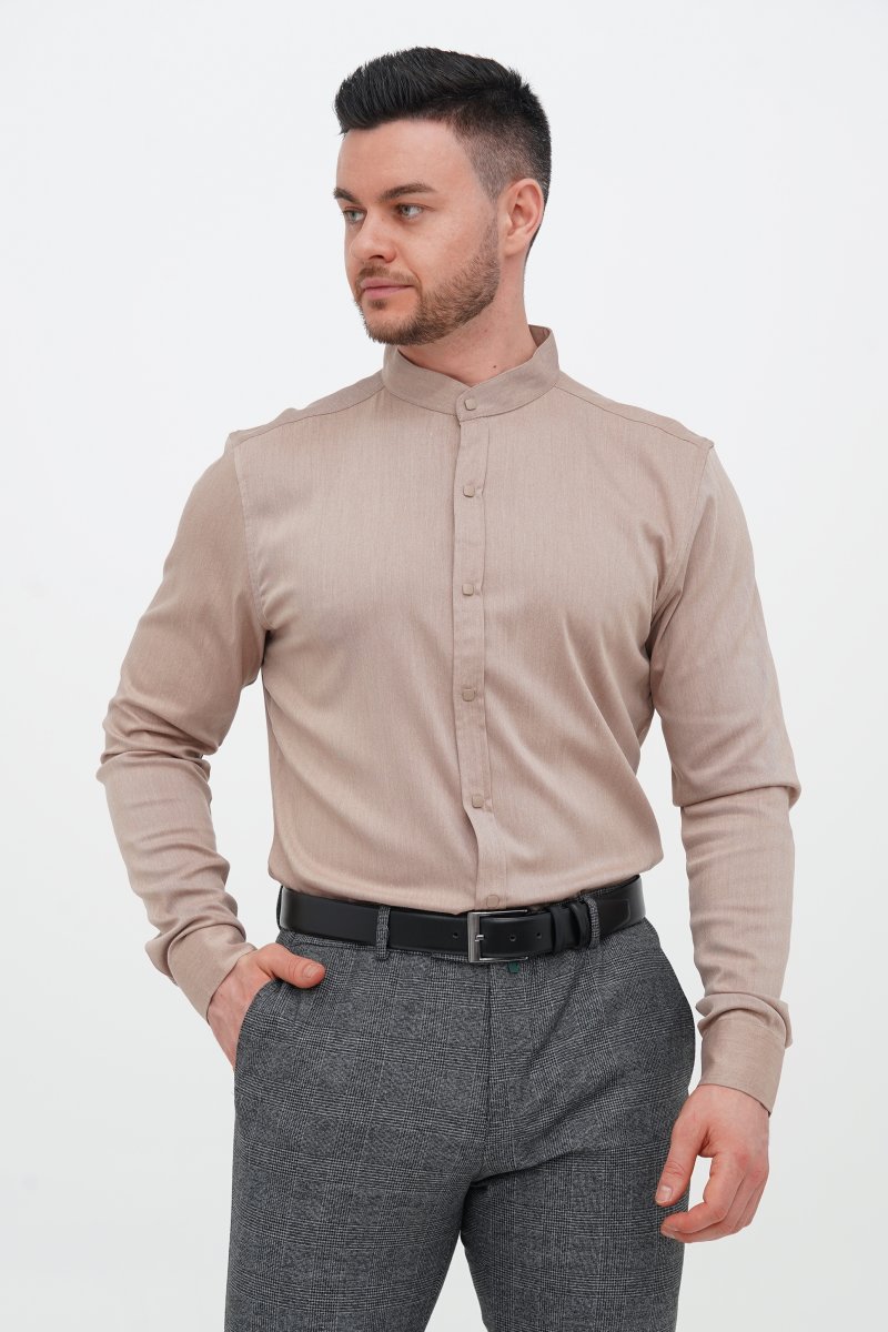 Сорочка на стійку Trend Collection 11162-4 Бежевий (V06) - Фото 2