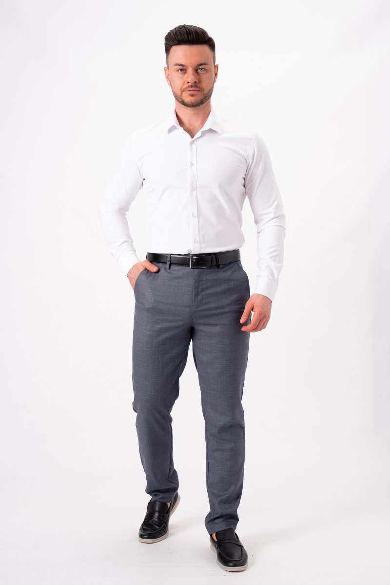 Штани slim fit K.O.R 12661 Сіро-синій (blue gray) - Фото 