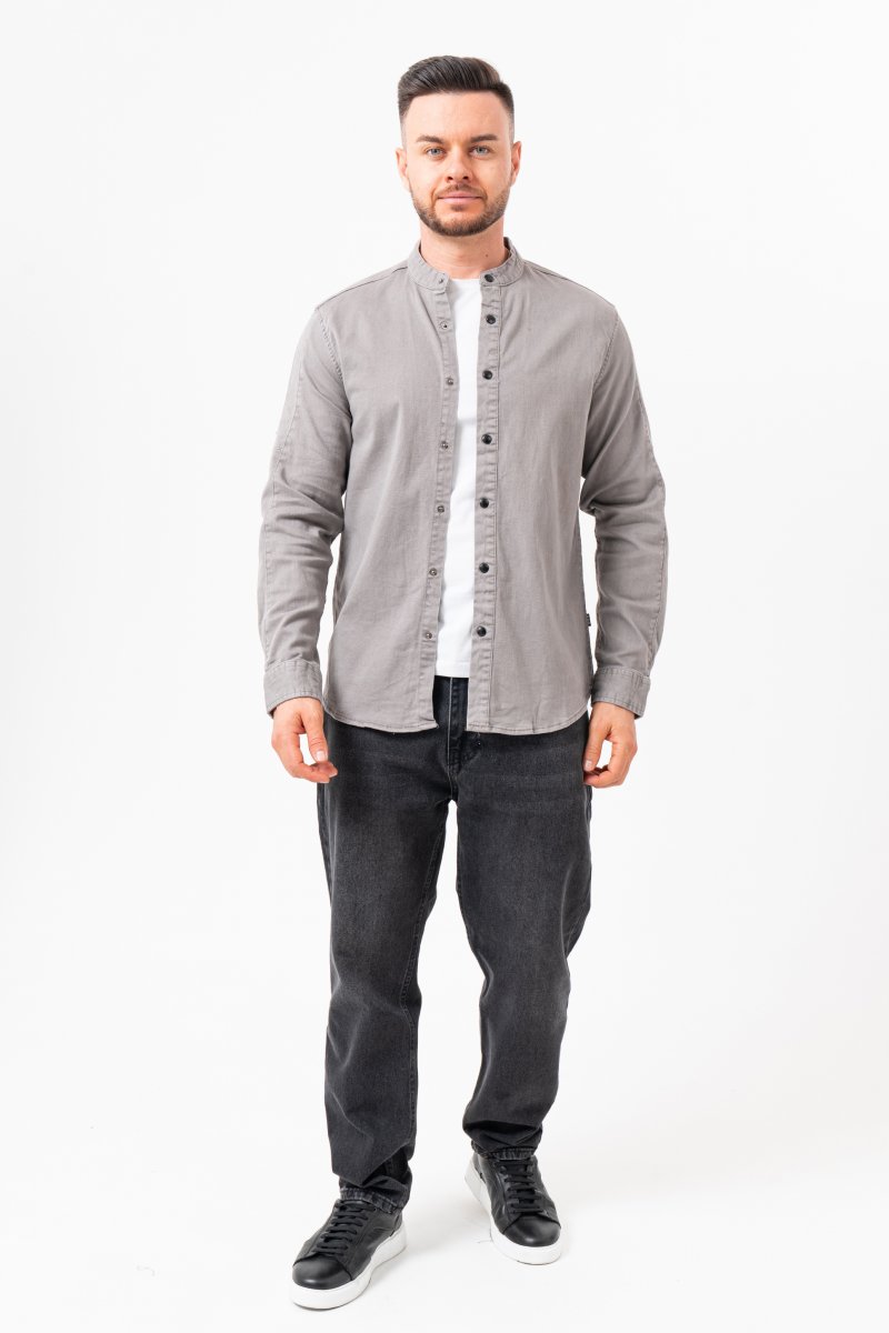 Джинсовая рубашка с воротником K.O.R 3769, серый (gray) - Фото 