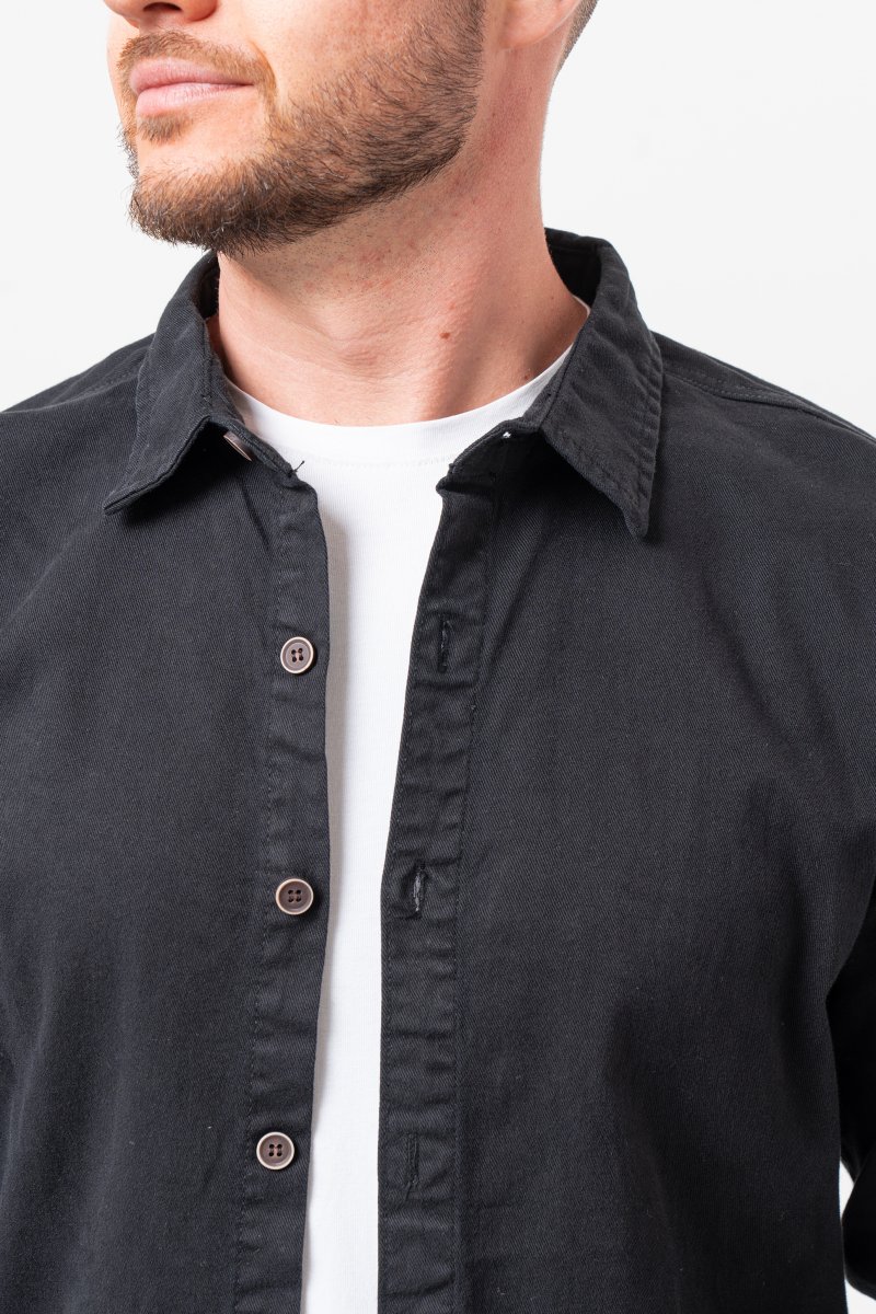 Джинсовая рубашка в стиле кэжуал K.O.R 3716 Черный (black) - Фото 3